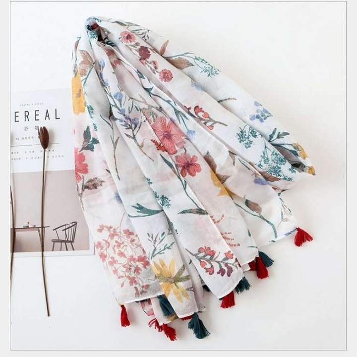 Viscose Print with Tassel - Rainbow Flower - Hijabtale