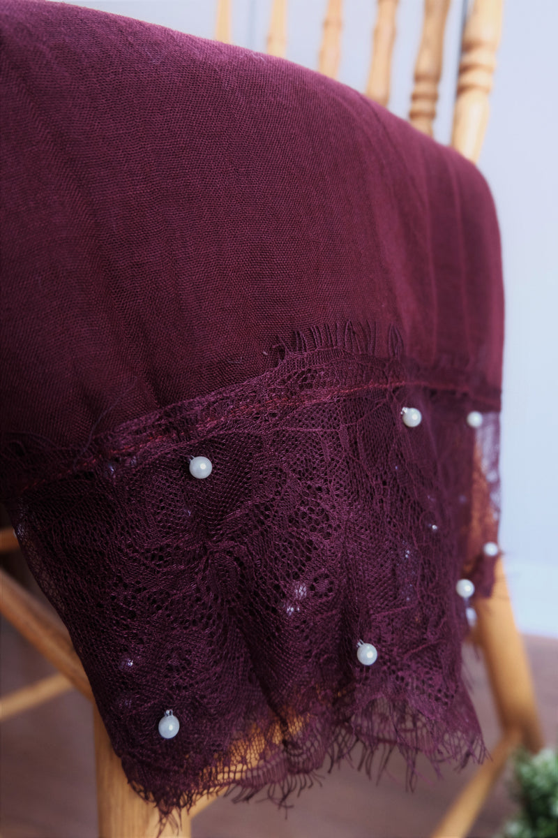 Viscose Pearl Lace - Burgundy - Hijabtale