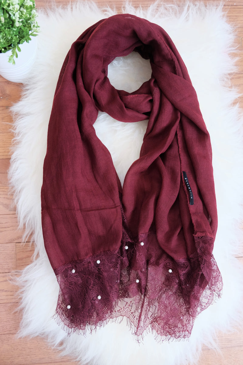 Viscose Pearl Lace - Burgundy - Hijabtale