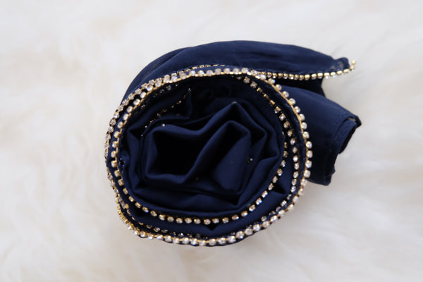 Luxury Studded Chiffon - Navy - Hijabtale