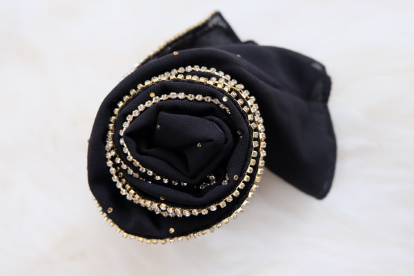 Luxury Studded Chiffon - Black - Hijabtale