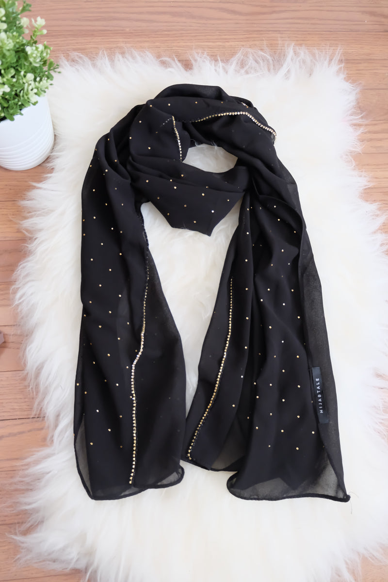 Luxury Studded Chiffon - Black - Hijabtale