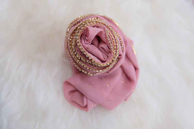 Luxury Studded Chiffon - Pink - Hijabtale