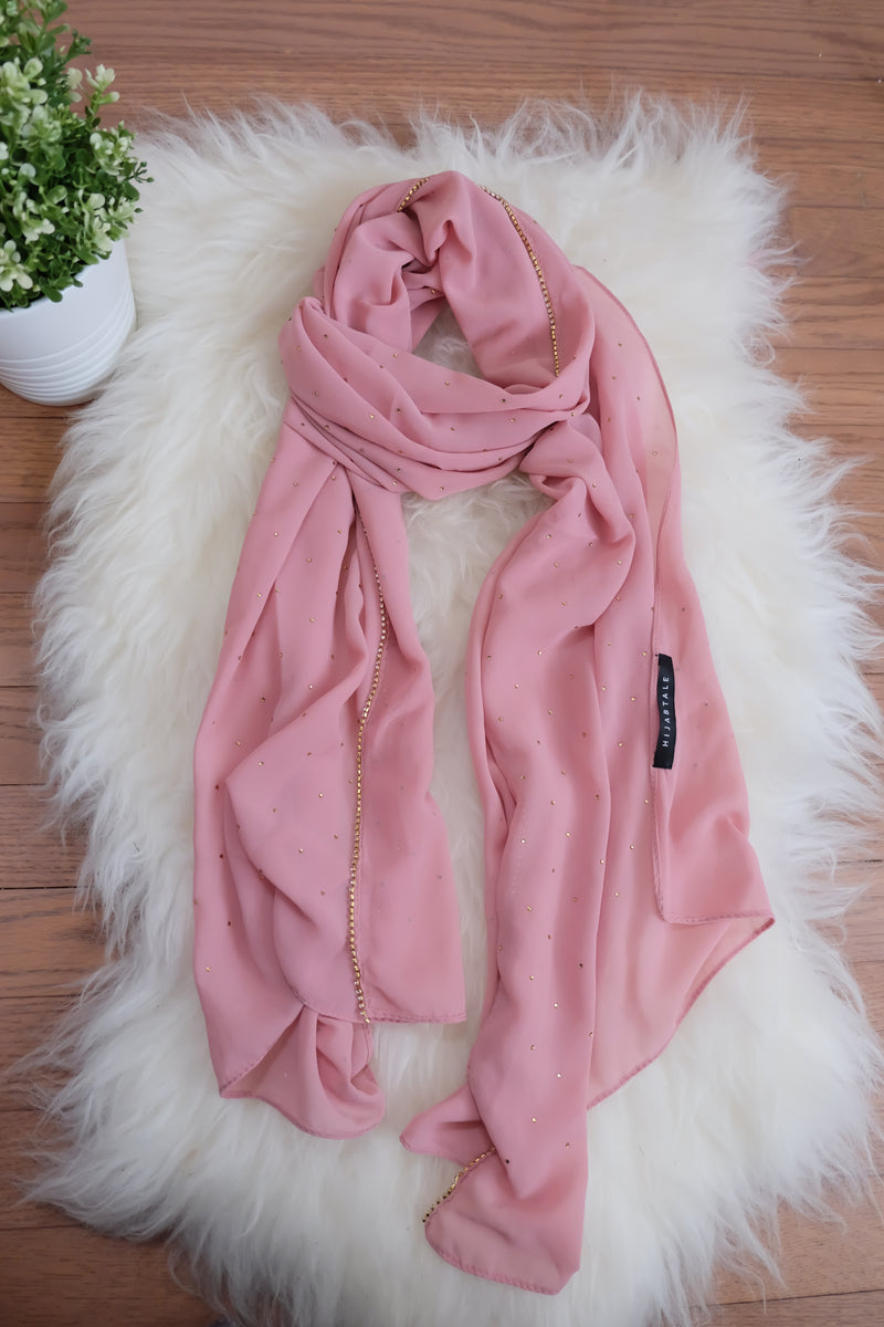 Luxury Studded Chiffon - Pink - Hijabtale