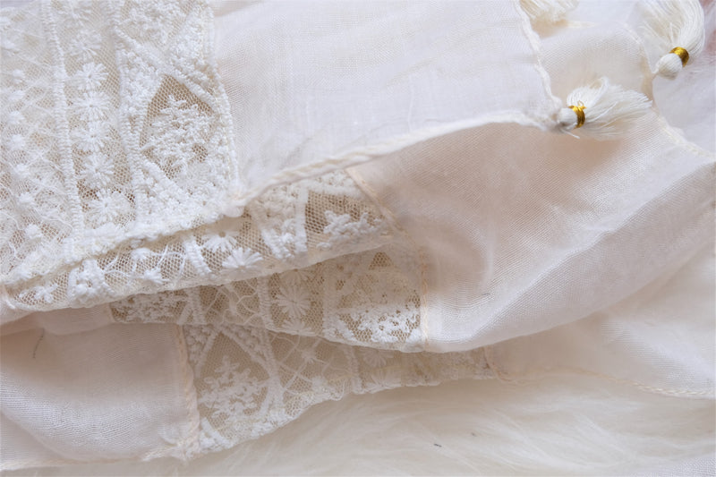 Luxury Embroidered Viscose with Tassel - Ivory - Hijabtale