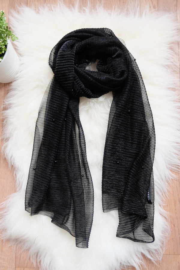 Luxury Shimmer Pearl Polyester - Black - Hijabtale