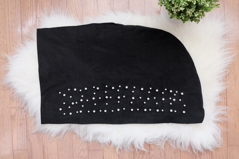 Luxury Suede Instant Turban with Pearl - Black - Hijabtale