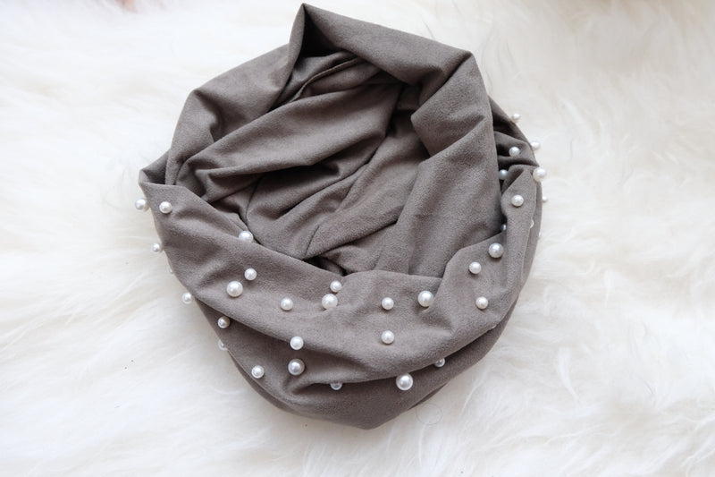 Luxury Suede Instant Turban with Pearl - Dark Olive - Hijabtale